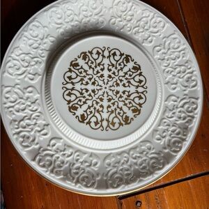 Lenox White and Gold Ornate cheese server